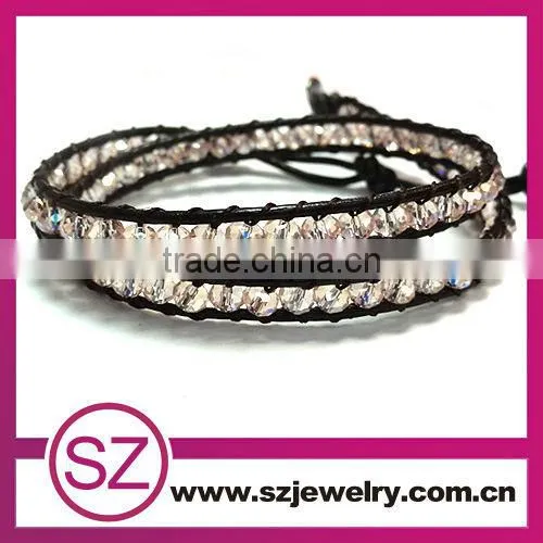 new style white gemstone wholesale european style leather wrap love bracelet