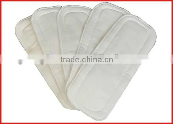 Five Layers White Bamboo Cotton Absorption Diaper Inserts, Nappy changing Pad