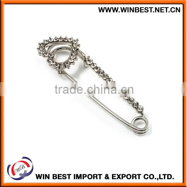 Hot selling 2015 costume jewellery trendy brooches, hang tag safety pin