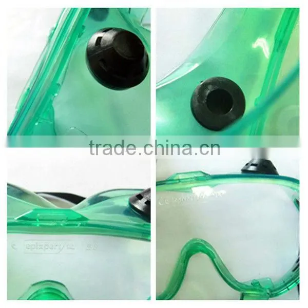 2016 PVC chemical safety goggles for eye protection security safety goggles for medical PVC safety goggles with 4 holes