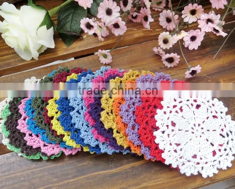 Hand crochet cotton round doilies,rustic lace hollow natural round doilies