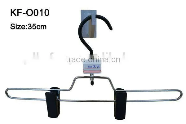 Metal pants hanger with plastic clip