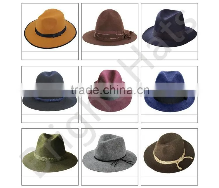 High Quality Felt Hat , Fedora Wool Hats With Feather