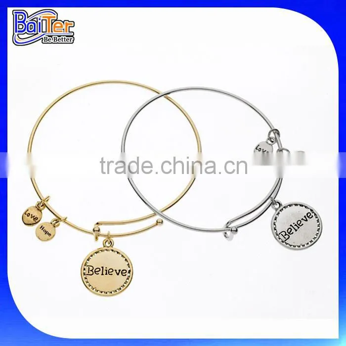 Custom Rose Gold Plated 925 Sterling Silver Expendable Wire Bangle Bracelet Wholesale