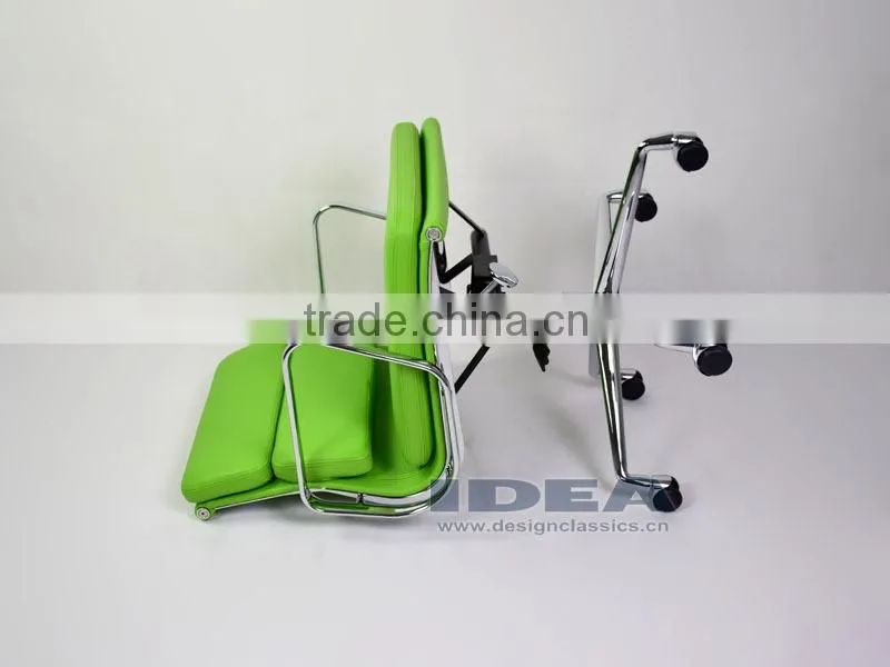Replica Charles and Ray EA217 Low Back Soft Pad Desk Chair - Salad Green Color Genuine Leather