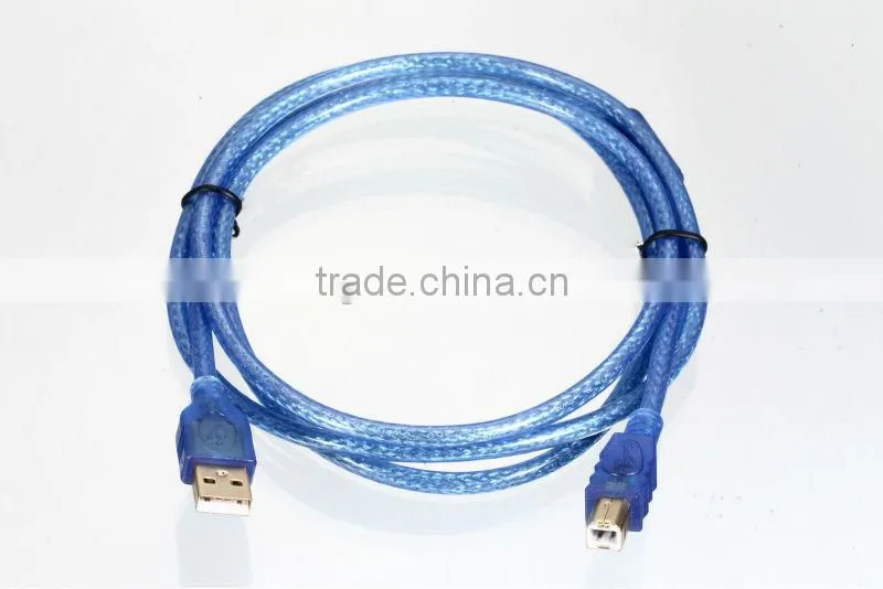 USB 2.0 Transparent Blue Print Cable AM To BM Cable