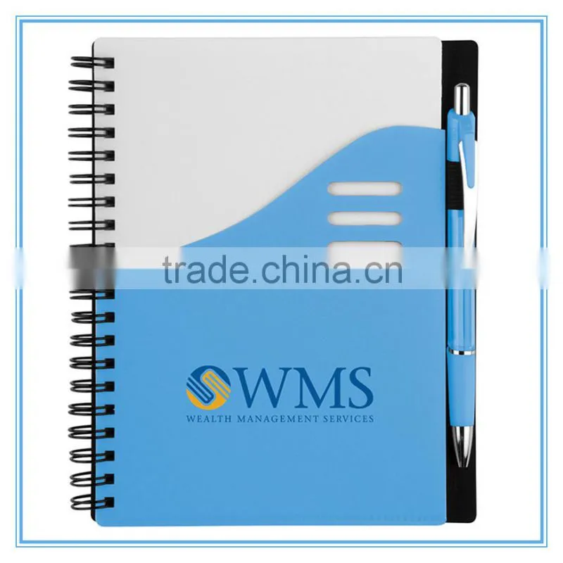 PP note book with pen,promotion cheap notebook, custom bulk notebooks