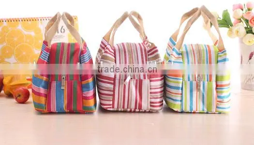 Classic horizontal stripe design lunch bag for office for wholesale