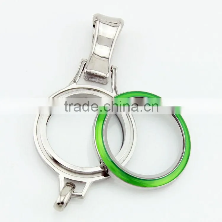 316L stainless steel mixcolor enamel lanyard screw floating charm glass locket