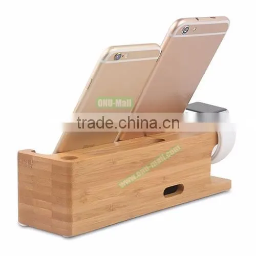 Top Selling Multifunctional Wood Display Case Charging Cradle for iPhone and Apple Watch