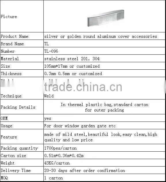 round aluminum cover accessories for gate