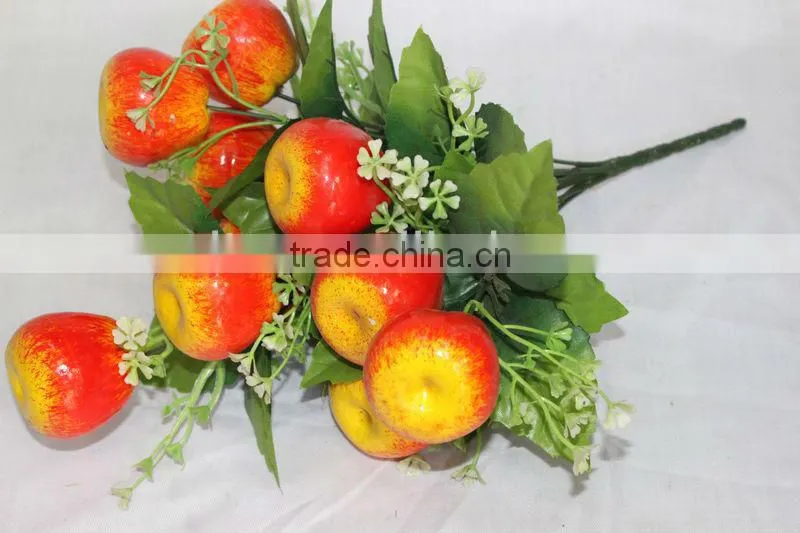 home decoration,12 heads yellow-red bulk cheap artificial foam apple plants making
