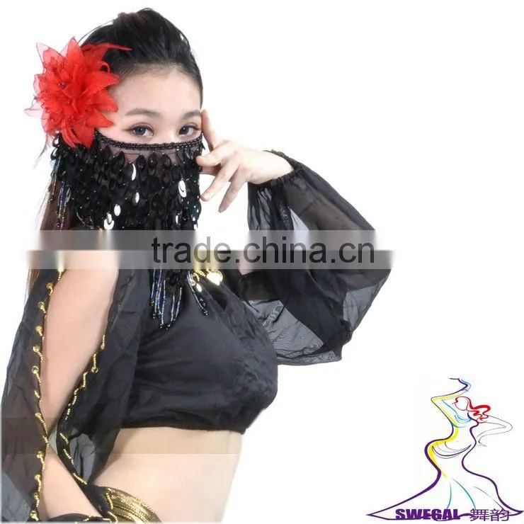 SWEGAL SGBDD13002 9 colors black sexy belly dance mysterious charming fashion faace veils