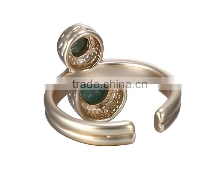 2016 Chinese wholesale green stone mosaic gold plating ring jewelry
