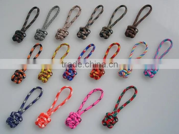 Custom Design Braided Handmade Cobra Weaving Paracord Zipper Puller Fist Knot Paracord Zipper Puller