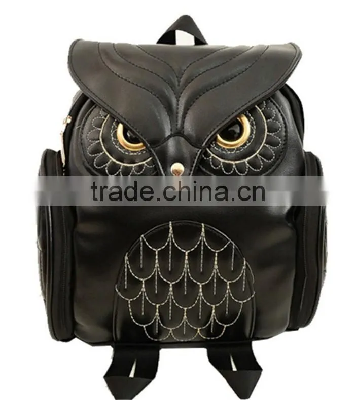 Owl Shape pu leather school backpack high class girls travel school bags
