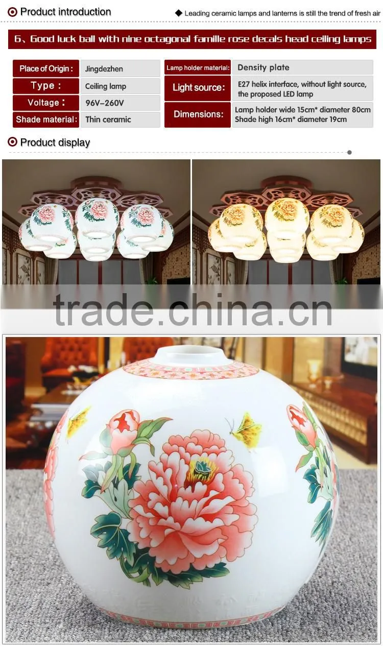 LED Morden Ceiling Light Beautiful Chandelier Jingdezhen Porcelain Light 9Head for Dining Bedroom Hotel Ceramic Lamp