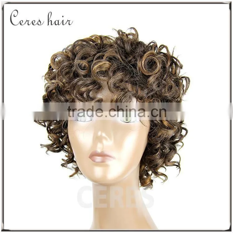 F4/30# hot selling color short Afro kinky human hair wig, Ceres factory wholesale price curly lace front wig