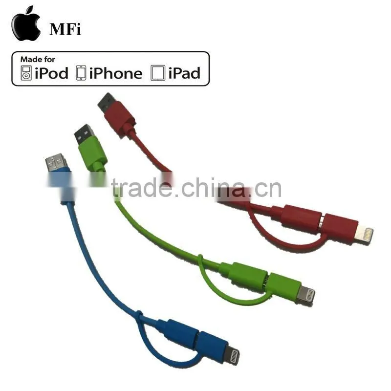 Mobile phone MFi Certified 2 in 1 usb charger cable