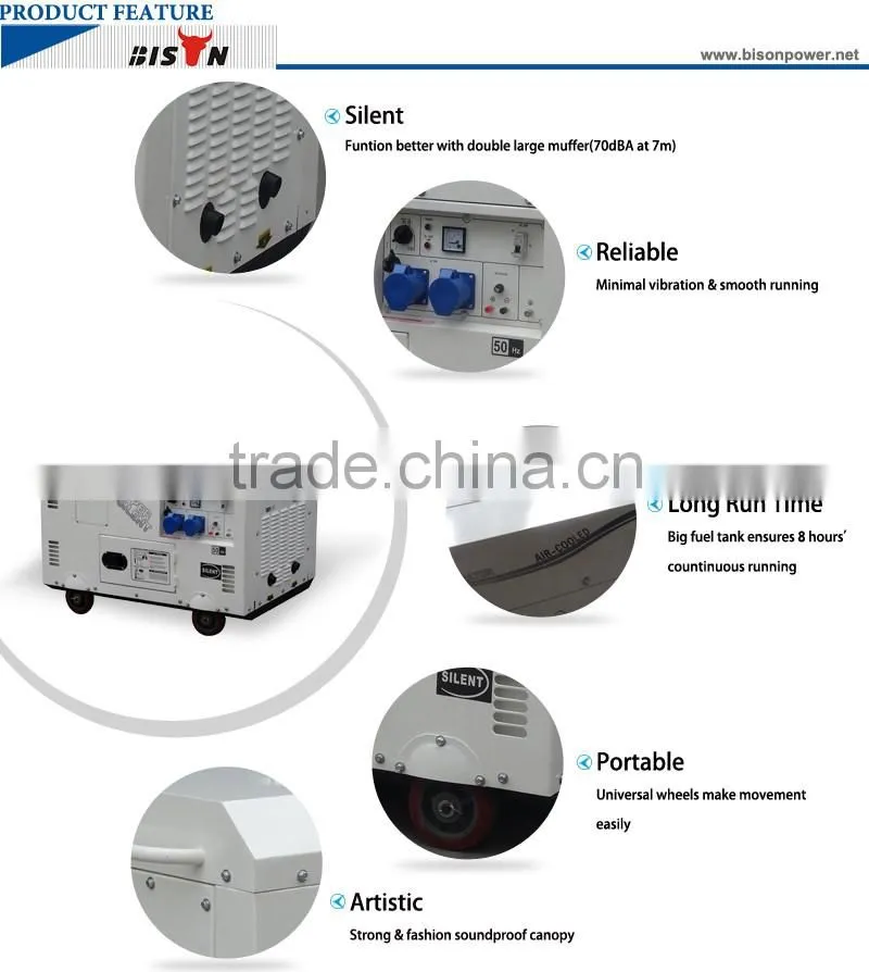 BISON CHINA portable silent type diesel generator set 10kv electric generator