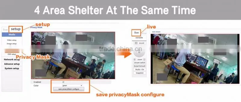 H.265 compressed 3.6/4/6mm IR distance 40m p2p onvif motion alarm 3.0mp ip camera