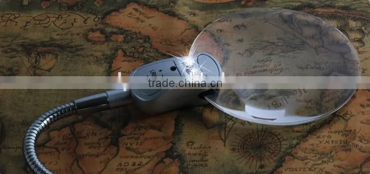 LED Lighted Flexible Desktop Magnifier/magnifying glasses hands free