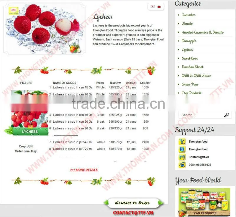 Vietnam canned lychee