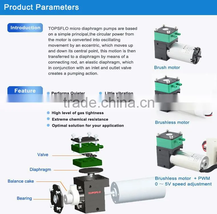 DC Brushless Diaphragm 6v 12v 24v RF Beauty device vacuum SIP and cold spray Pump