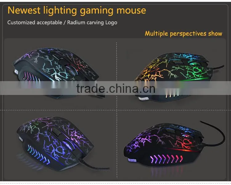 custom function ergonomic keyboard backlight led colorful gaming mouse