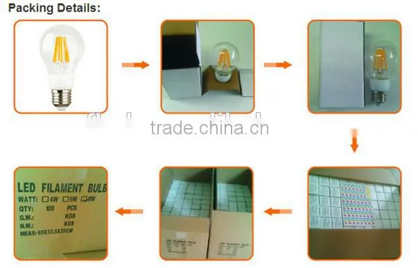 Alibaba R50 Chrome Cover Dimmable 2W 4W 6W 8W LED Filament Bulbs E27 E26 E14 Led Decorative Bulbs