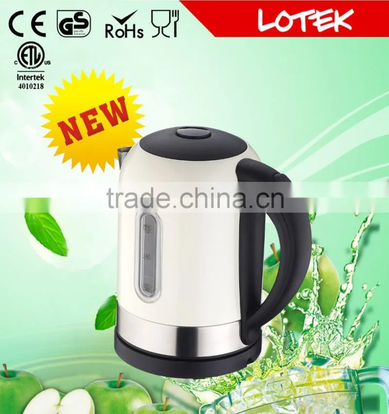 home appliance striking blue LED secure clik on lid stainless steel electric kettle