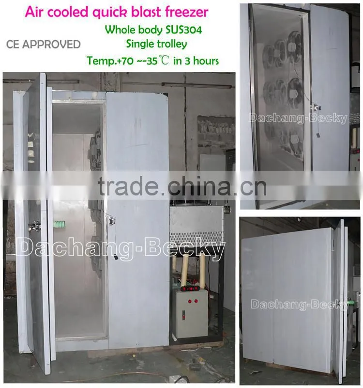 Stainless steel 304 air cooled quick blast freezer with single trolley