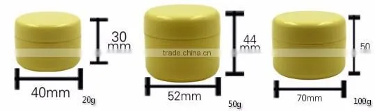20g Yellow empty cream Plastic jar container with plastic lid cap