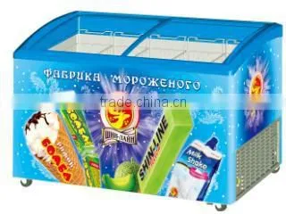 Double door sliding glass door ice cream freezer with CE