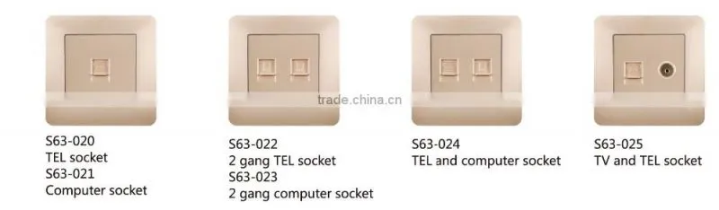 Aluminum brush Panel South African standard swithed socket with neon