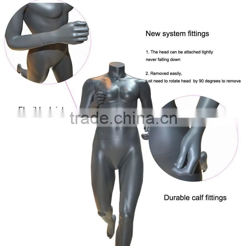 Black Matte Muscle Fiberglass Stand Mannequin Sport For Sportwear Display
