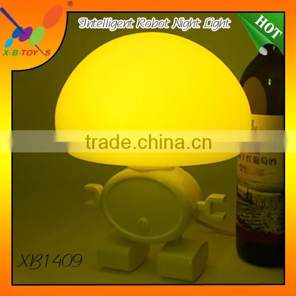 2015 New Creative Intelligent Robot Lamp Lovely Light and Sound Control LED Night Light