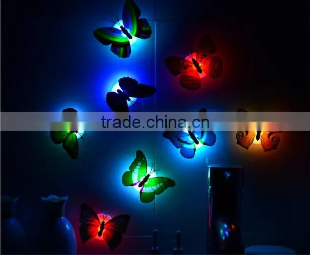 3D wall paper stick on baby night light best decoration bedroom butterfly shape