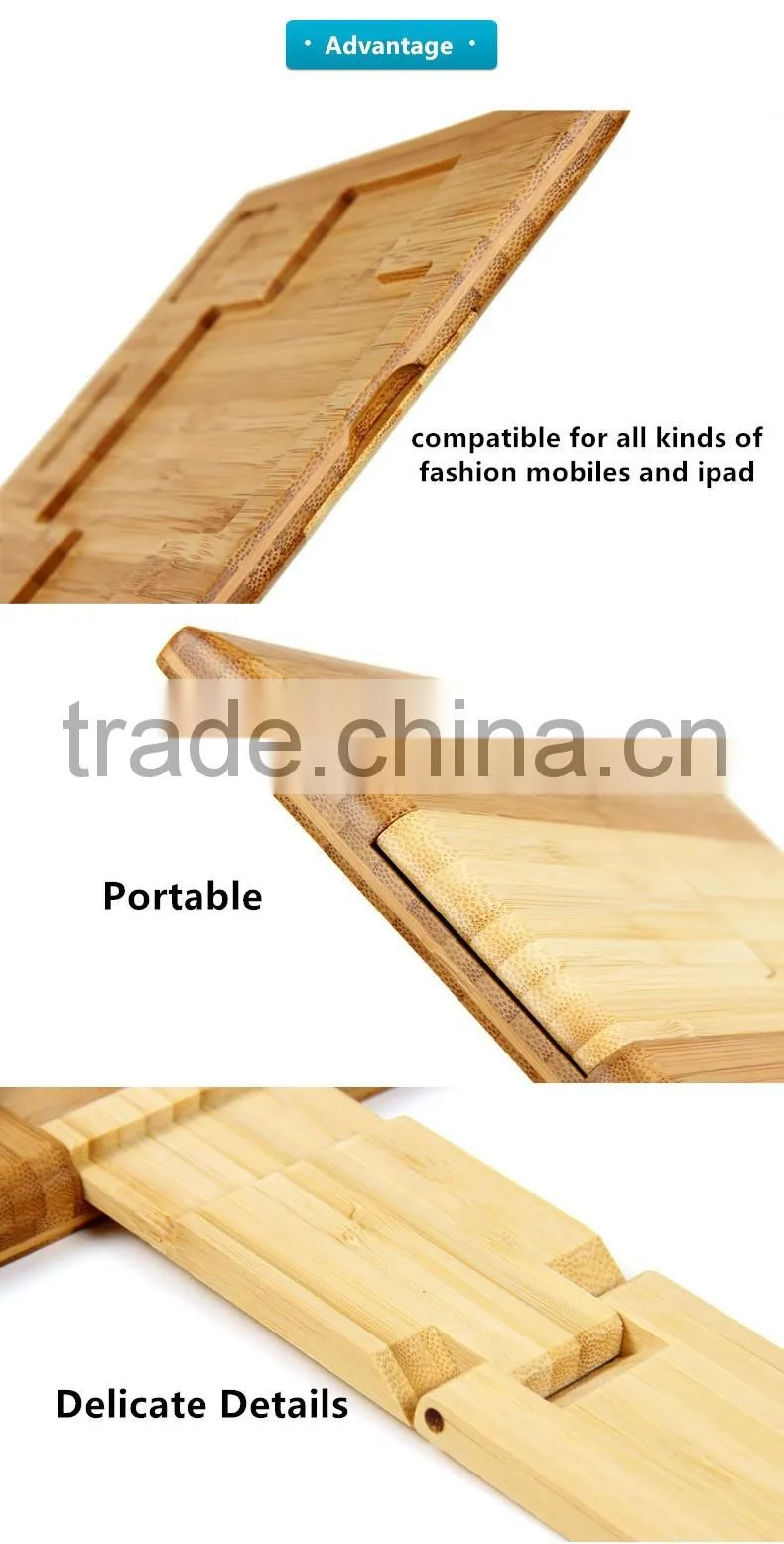 Wholesale Bamboo Mobile Phone Stand Wood Stand for iPad with 4 Hidden Slots
