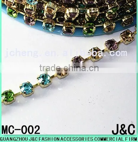 SS28 6mm multi color shinny strass rhinestone cup chain