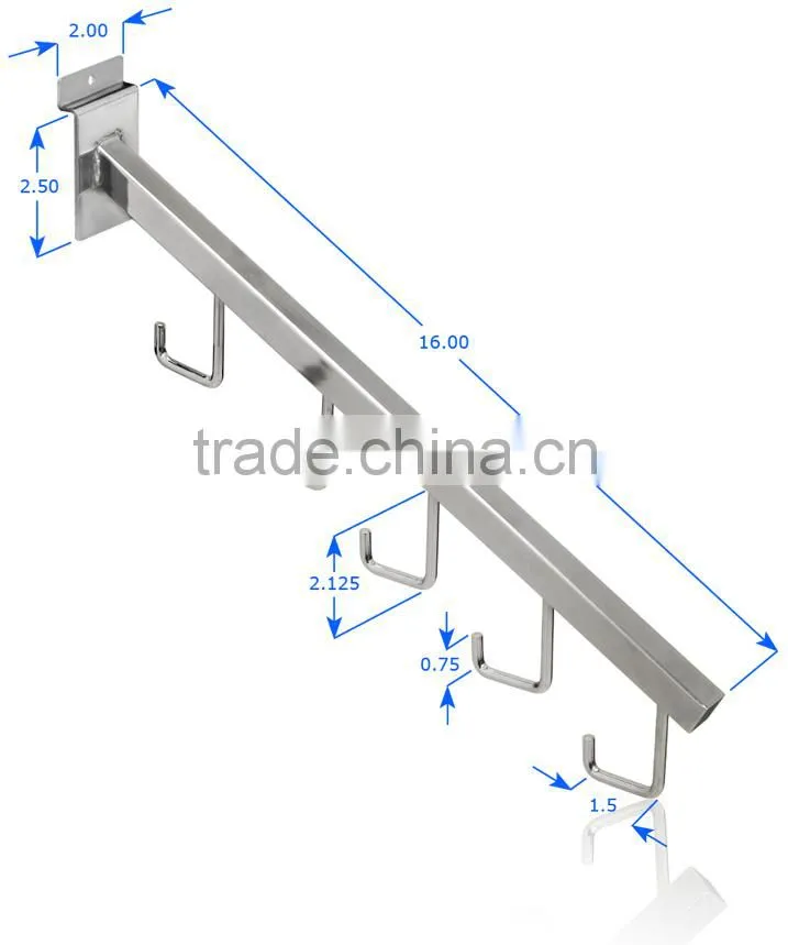 Slatwall Square Tube 5 Hook Waterfall/Slatwall Waterfall J Hook