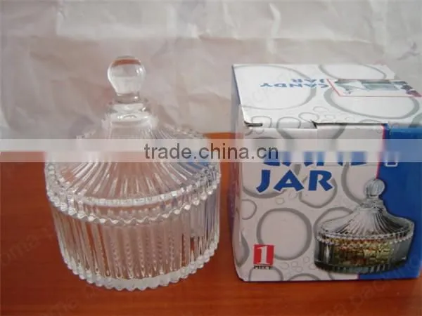 high quality fashion glass candy jar with color gift box packing wholesale