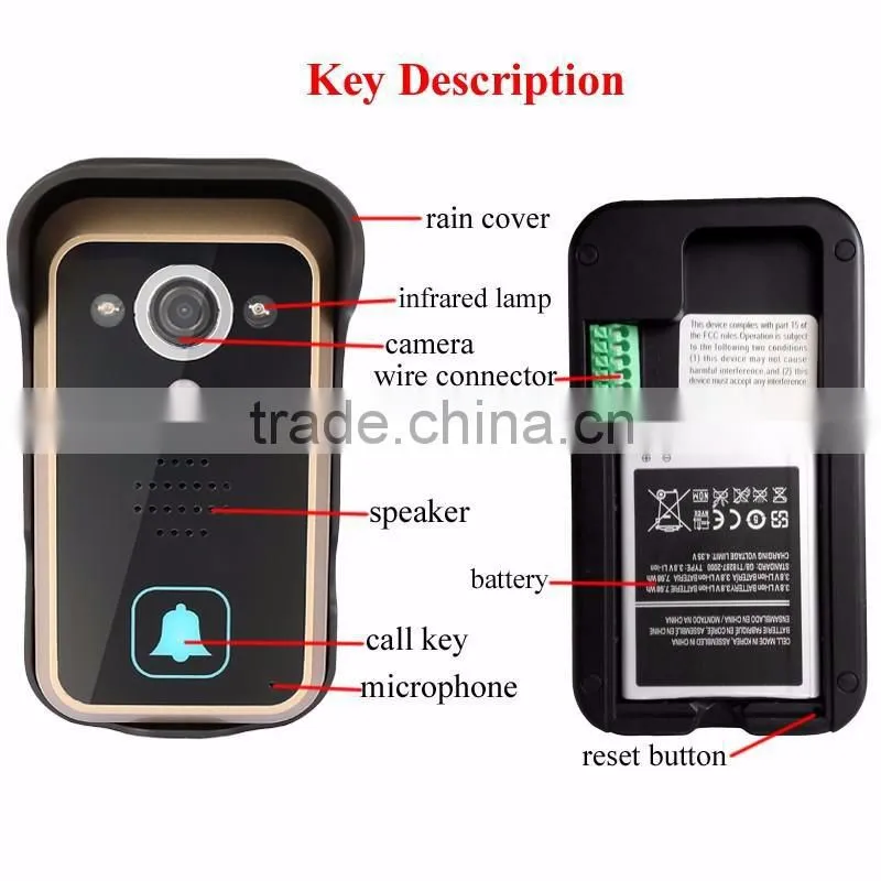 7 Inch video door phone 1v2 Wireless door phone video intercom