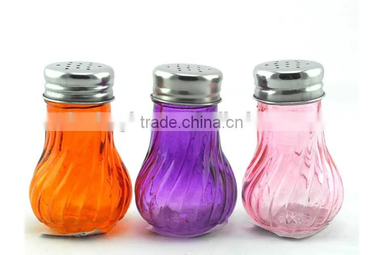 ball shape glass salt pepper shakers with stainless steel cover