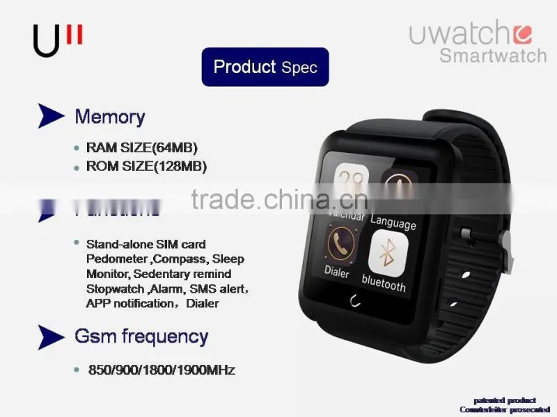 Fashion Smart Watch U11,Support Sim Card,Bluetooth 4.0 Smart Clock,Support GSM Call,Bluetooth Communication