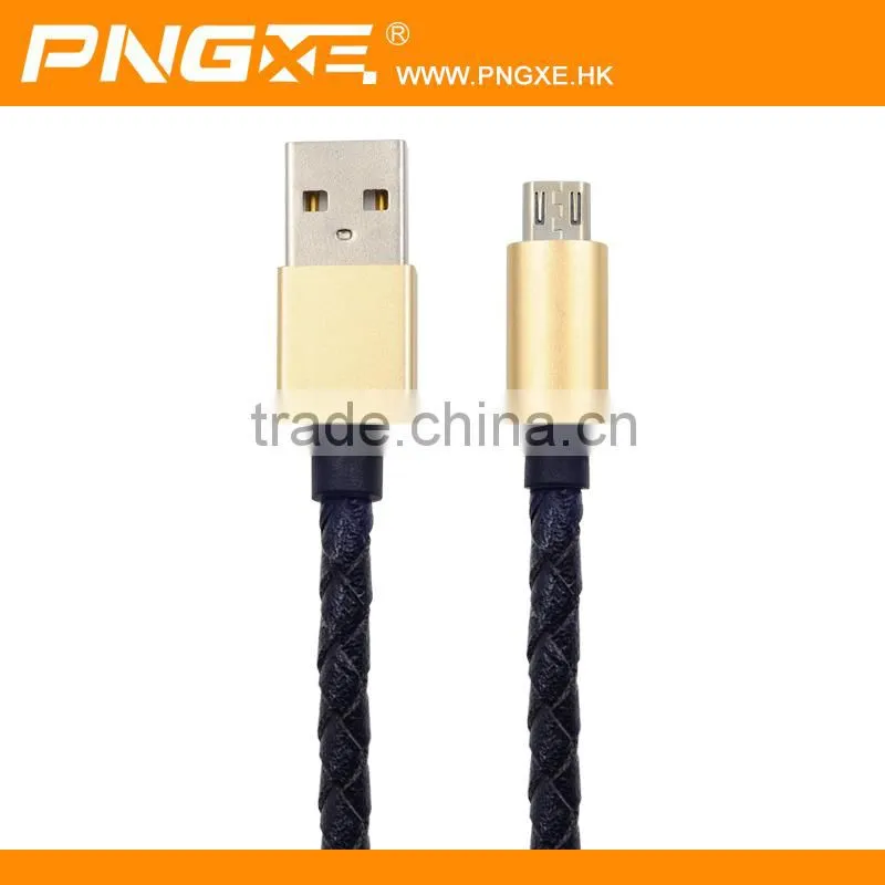 2015 Most fashionable metal & pu 5pin micro usb android data cable for all mobile phone