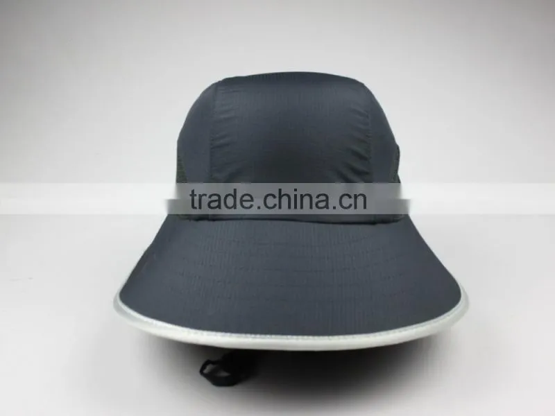 Custom summer polyester large brim flap cap with side mesh