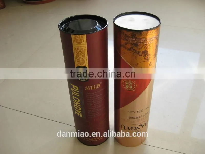 hot sale 4 color printed paper tube for red wine packing
