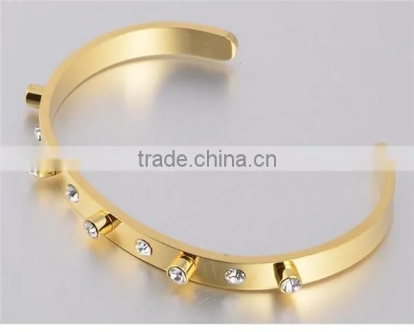 Fashion stainless steel cz gold bracelet designs women