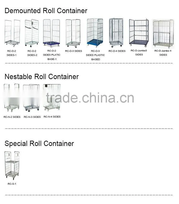 Hot sale nestable 2 sides roll container metal with low price